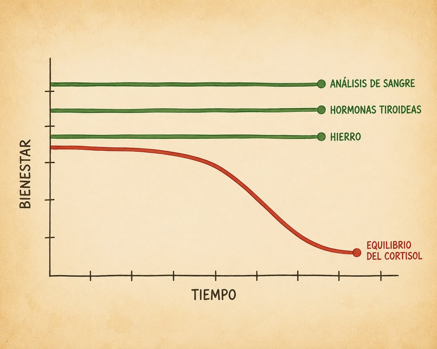 Análisis normales pero cortisol elevado